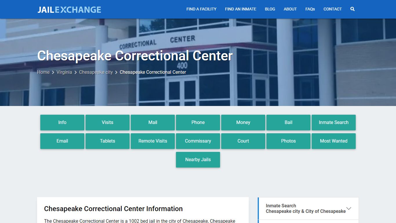 Chesapeake Correctional Center, VA Inmate Search, Information